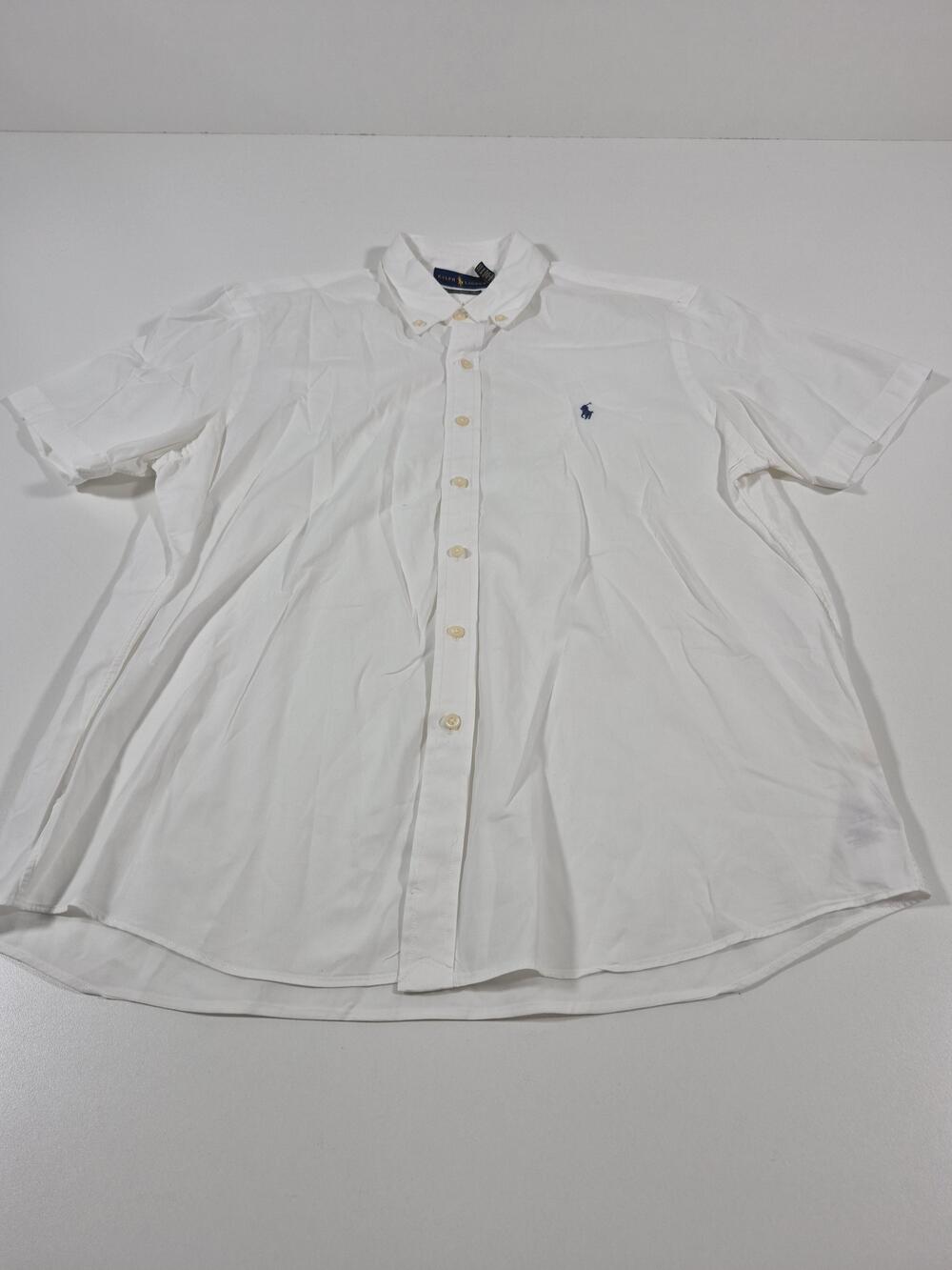Ralph Lauren Shirt Mens L White Feather Weight Twill Short Sleeve Button Up